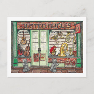 Band Instrument Music Shop Watercolor Postcard