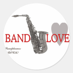 Band/Love/Saxophones Rock Classic Round Sticker