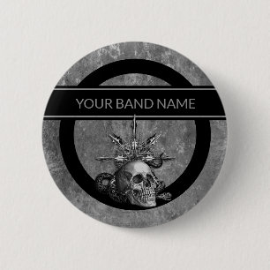 Band Merch Custom Name Skull Rock Roll Metal Music 6 Cm Round Badge
