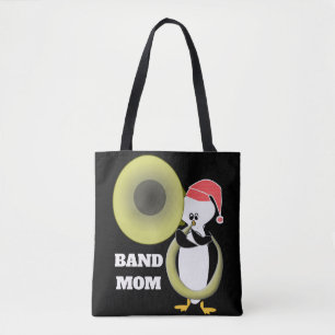 Band Mum Baby Penguin Playing Tuba Tote Bag