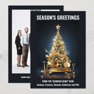 Band musical instruments christmas tree holiday  card