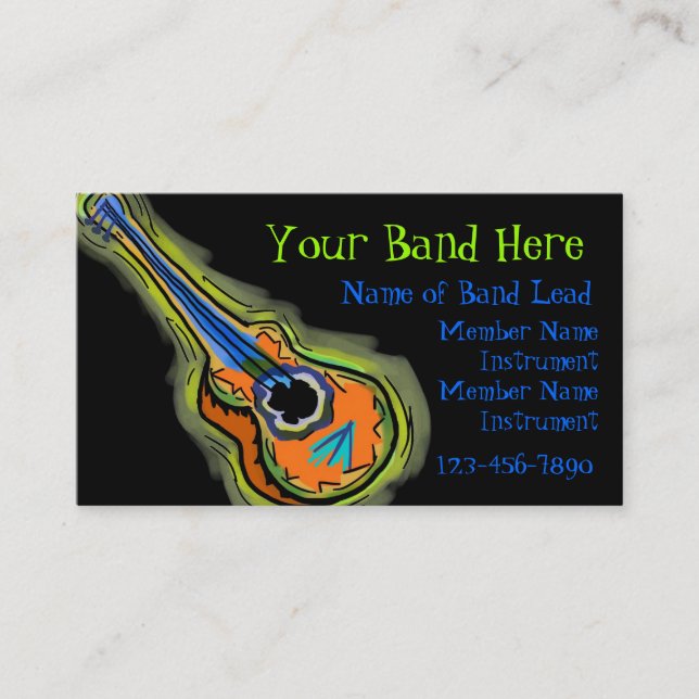 Band Musician customisable business cards (Front)
