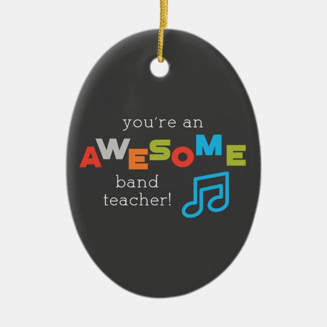 Band Teacher Appreciation Musical Notes, Awesome Ceramic Tree Decoration (Front)