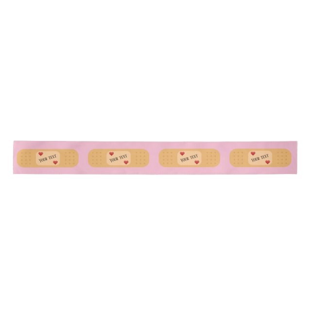 Bandaid patch plaster personalizable text  satin ribbon (Front)
