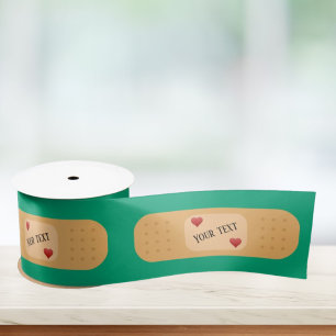 Bandaid patch plaster personalizable text satin ribbon