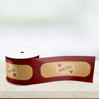 Bandaid patch plaster personalizable text  satin ribbon