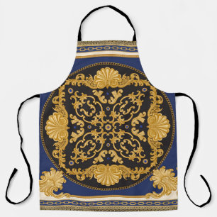 Bandana Print: Black Blue Gold. Apron