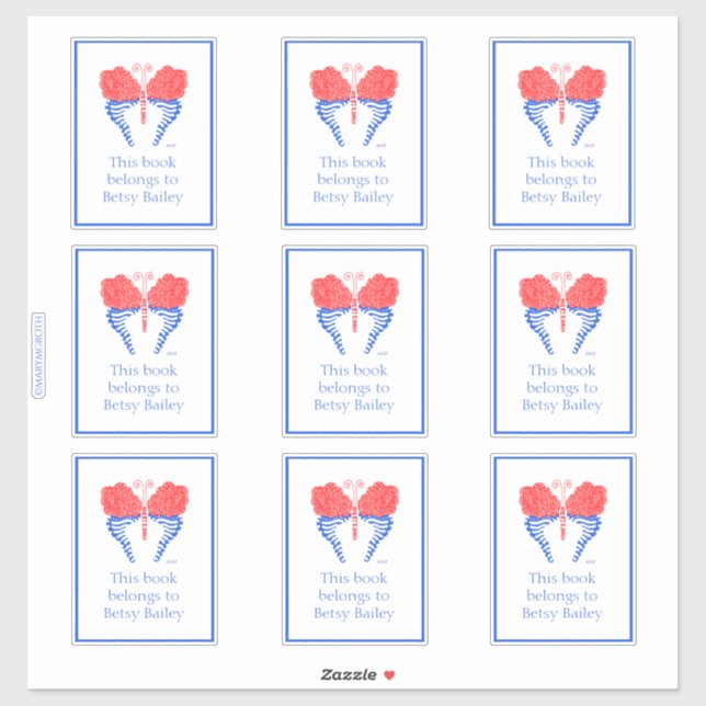 Bandanna Butterfly Bookplate (Sheet)