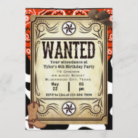 Bandanna Cowboy Birthday Party Invitation
