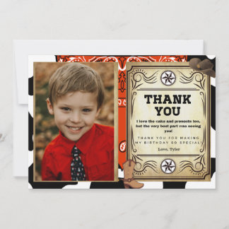 Bandanna Cowboy Birthday Photo Thank You Card