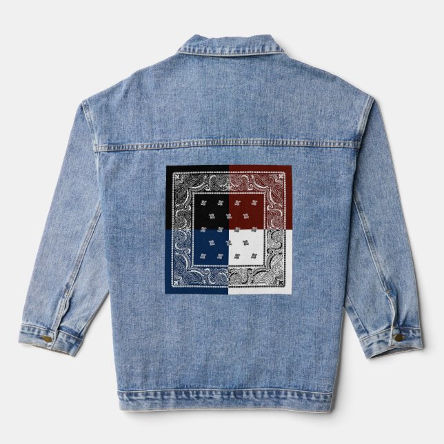 Bandanna design mens jaket denim jacket (Back)