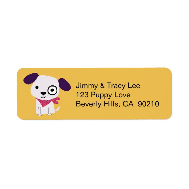 Bandanna Doggy, Address Labels, yellow (Front)