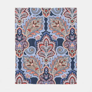 Bandanna pattern with paisley elements. Vintage ha Fleece Blanket