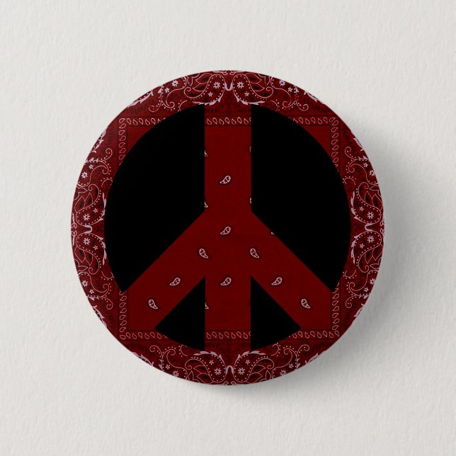 Bandanna Peace Sign 6 Cm Round Badge (Front)