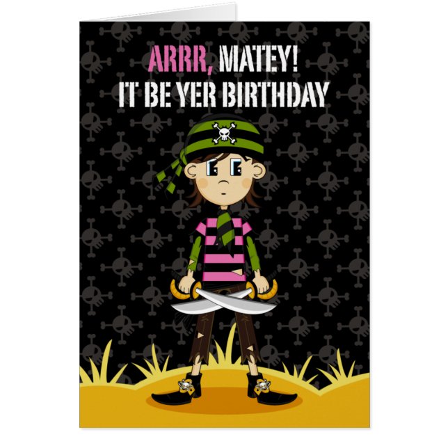 Bandanna Pirate Girl Card (Front)