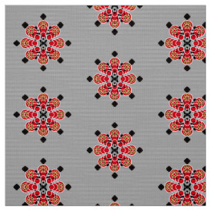Bandanna Print - red, grey and black Fabric