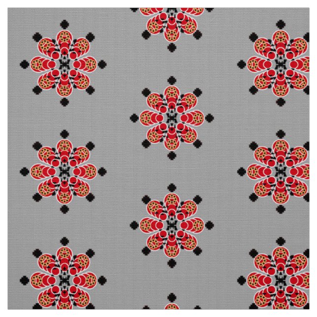 Bandanna Print - red, grey and black Fabric (Swatch)