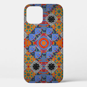 Bandanna shawl, tablecloth fabric design, silk nec iPhone 12 case