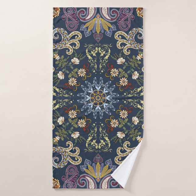 Bandanna with colourful paisley seamless pattern bath towel (Bath Towel)