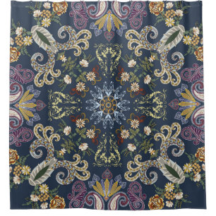 Bandanna with colourful paisley seamless pattern shower curtain