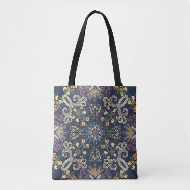 Bandanna with colourful paisley seamless pattern tote bag (Front)