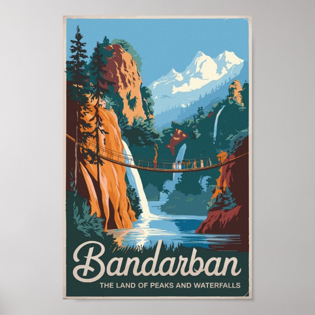 Bandarban Bangladesh Travel Art Vintage Poster (Front)