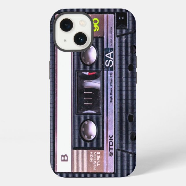 Bande de cassette noire iPhone case (Back)