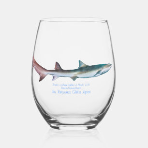 Banded Houndshark printed Wineglass Stemless Wine Glass