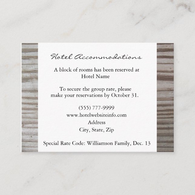 Banded Wood Hotel Accommodation Cards (Front)