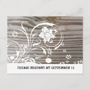 Banded Wood RSVP Invitation Postcard