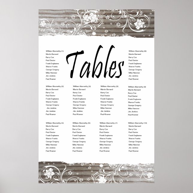 Banded Wood Seating Chart (Front)