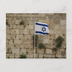 Bandeira de Israel no Muro das Lamentações Postcard