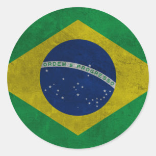 Bandeira Grunge Classic Round Sticker