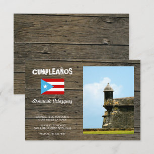 Bandera Celeste Puerto Rico Cumpleanos Invitacion Invitation
