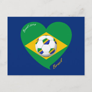 Bandera de BRAZIL FÚTBOL equipo nacional 2014 Postcard