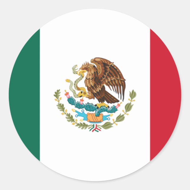 Bandera de México - Flag of Mexico - Mexican Flag Classic Round Sticker (Front)