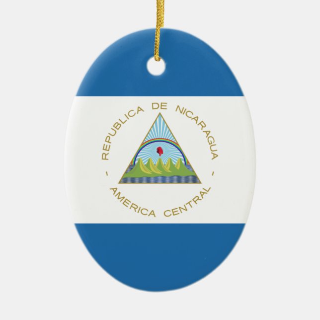 Bandera de Nicaragua Ceramic Tree Decoration (Front)