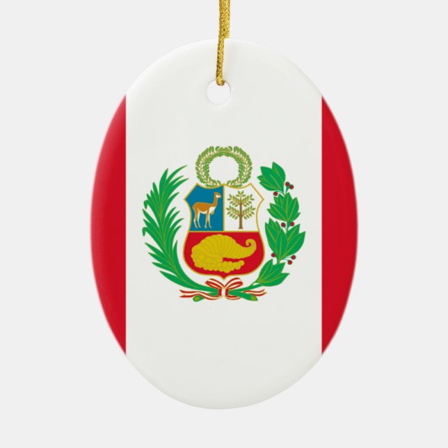 Bandera del Perú - Flag of Peru Ceramic Tree Decoration (Front)