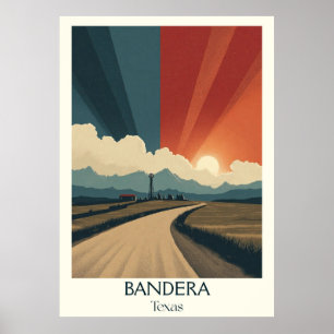Bandera Texas Cowboy Country Road Poster
