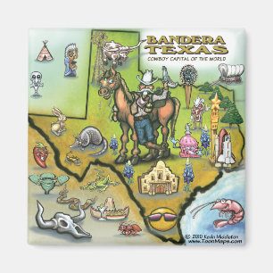 Bandera TEXAS Map Magnet