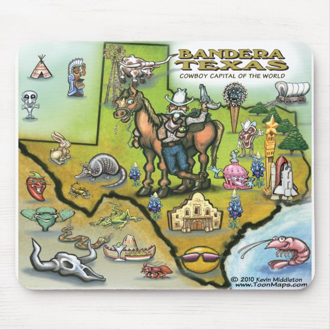 Bandera TEXAS Map Mouse Pad (Front)