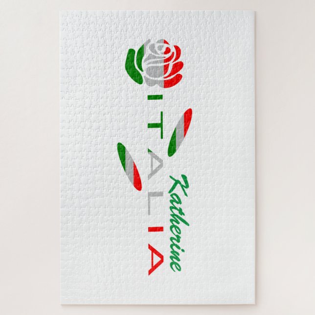 Bandiera d'Italia Rosa Personalised Jigsaw Puzzle (Vertical)