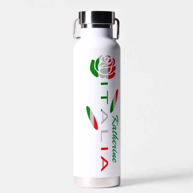 Bandiera d'Italia Rosa Personalised Water Bottle (Front)