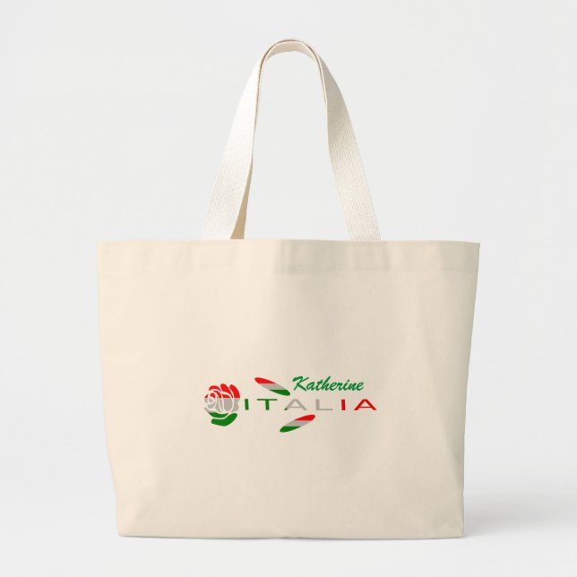 Bandiera d'Italia Rosa Personalized Large Tote Bag (Front)