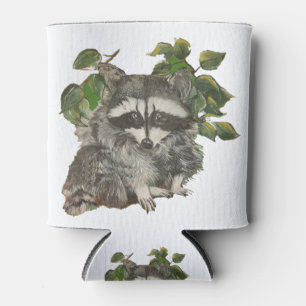Bandit Black White Racoon Trash Panda Can Cooler