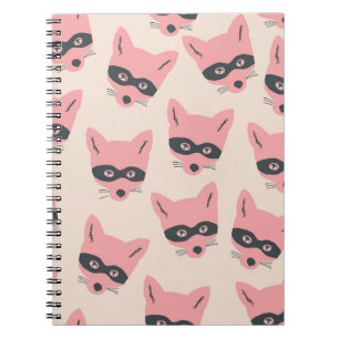 Bandit Fox Heads: Pink Beige Pattern Notebook