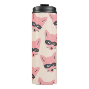 Bandit Fox Heads: Pink Beige Pattern Thermal Tumbler