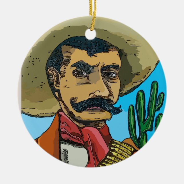 Bandit, Mexico,, add, edit text Ceramic Tree Decoration (Front)