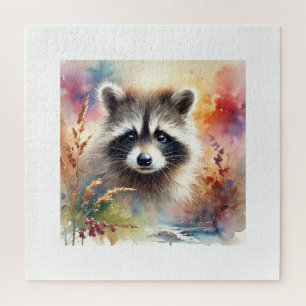 Bandit Racoon 080824AREF101 - Watercolor Jigsaw Puzzle