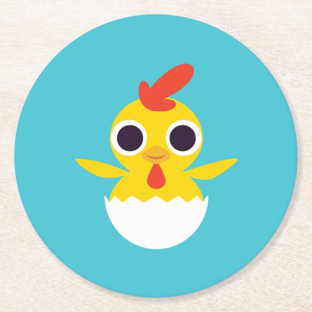 Bandit the Chick Round Paper Coaster (Front)